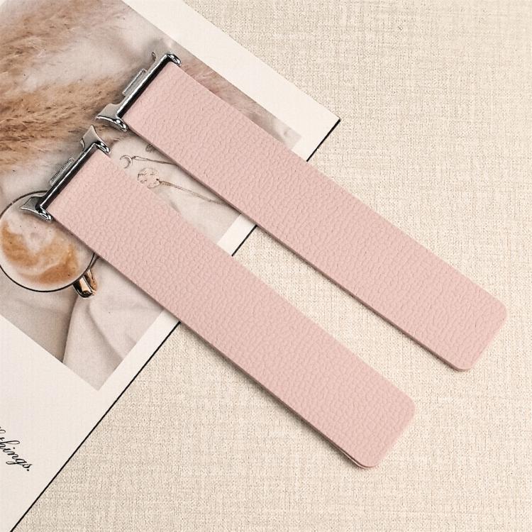For Samsung Galaxy Watch Ultra 47mm / Ultra 2025 Lychee Texture Soft Magnetic Silicone Watch Band(Pink Starlight)