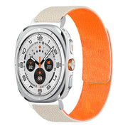 For Samsung Galaxy Watch Ultra 47mm / Ultra 2025 Lychee Texture Soft Magnetic Silicone Watch Band(Starlight Orange)