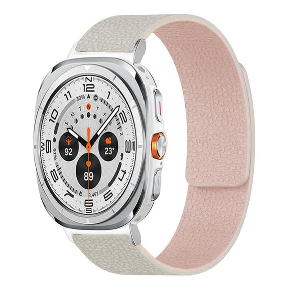For Samsung Galaxy Watch Ultra 47mm / Ultra 2025 Lychee Texture Soft Magnetic Silicone Watch Band(Starlight Pink)