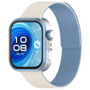For Huawei Watch Fit4 / Fit4 Pro / Fit3 Lychee Texture Soft Magnetic Silicone Watch Band(White Blue)