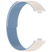 For Huawei Watch Fit4 / Fit4 Pro / Fit3 Lychee Texture Soft Magnetic Silicone Watch Band(White Blue)