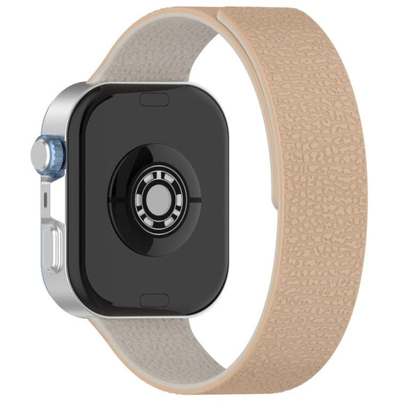 For Huawei Watch Fit4 / Fit4 Pro / Fit3 Lychee Texture Soft Magnetic Silicone Watch Band(Milk Tea White)
