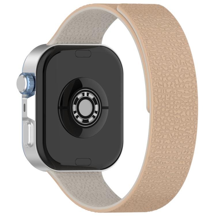 For Huawei Watch Fit4 / Fit4 Pro / Fit3 Lychee Texture Soft Magnetic Silicone Watch Band(Milk Tea White)