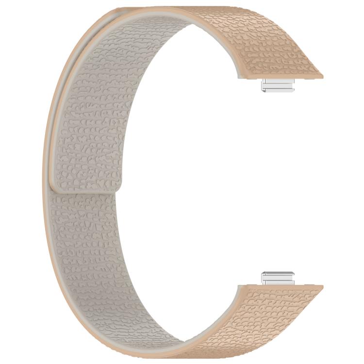 For Huawei Watch Fit4 / Fit4 Pro / Fit3 Lychee Texture Soft Magnetic Silicone Watch Band(Milk Tea White)