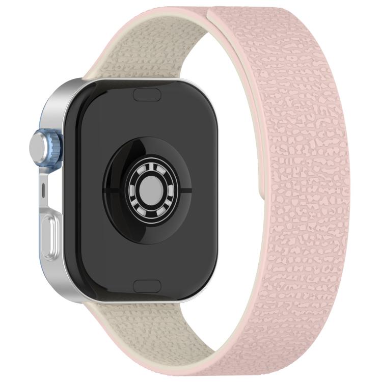 For Huawei Watch Fit4 / Fit4 Pro / Fit3 Lychee Texture Soft Magnetic Silicone Watch Band(Pink Starlight)