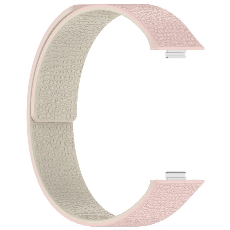 For Huawei Watch Fit4 / Fit4 Pro / Fit3 Lychee Texture Soft Magnetic Silicone Watch Band(Pink Starlight)