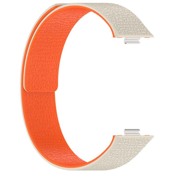 For Huawei Watch Fit4 / Fit4 Pro / Fit3 Lychee Texture Soft Magnetic Silicone Watch Band(Starlight Orange)