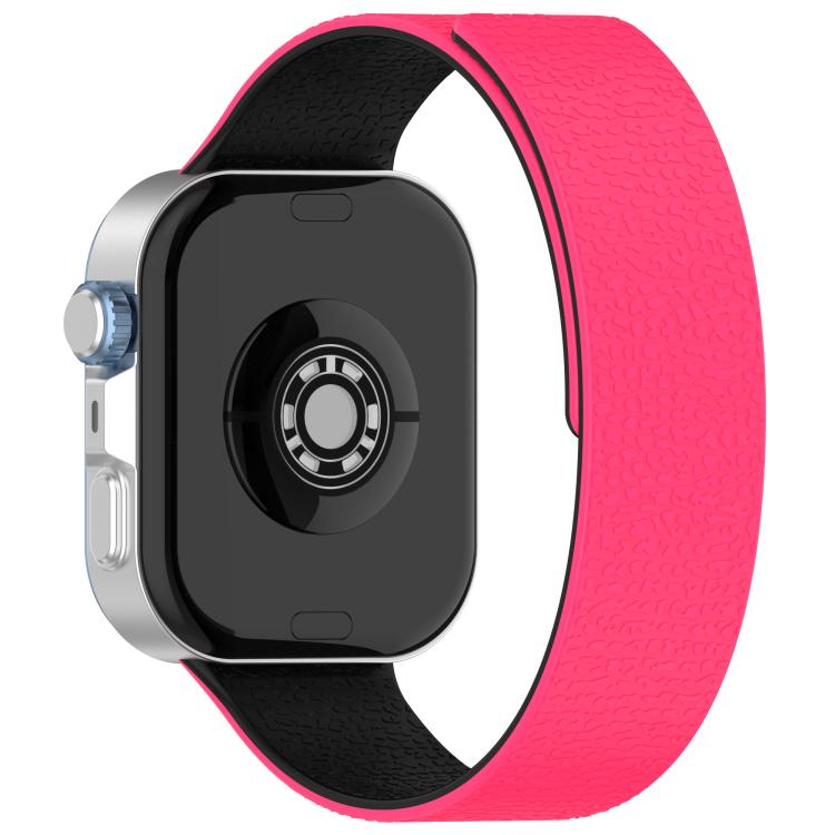For Huawei Watch Fit4 / Fit4 Pro / Fit3 Lychee Texture Soft Magnetic Silicone Watch Band(Pink Black)