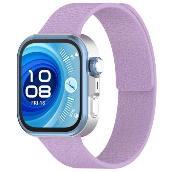 For Huawei Watch Fit4 / Fit4 Pro / Fit3 Lychee Texture Soft Magnetic Silicone Watch Band(Light Purple)
