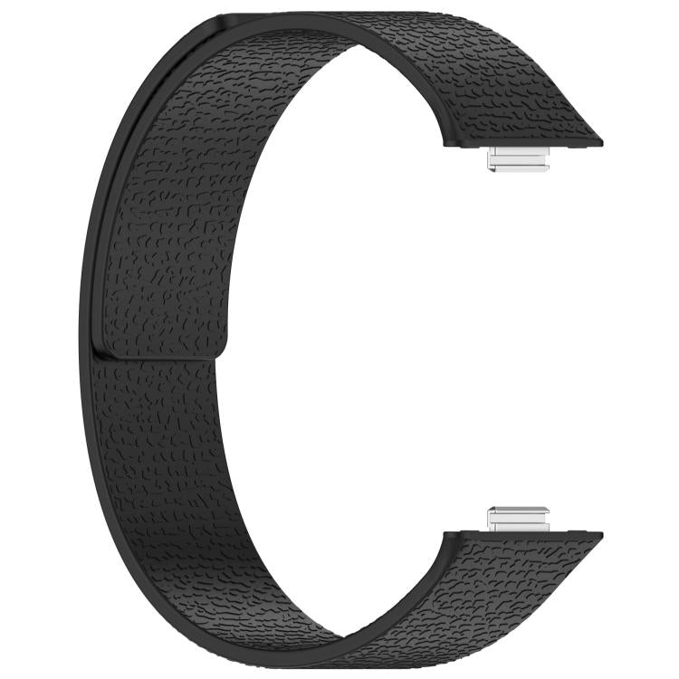 For Huawei Watch Fit4 / Fit4 Pro / Fit3 Lychee Texture Soft Magnetic Silicone Watch Band(Black)