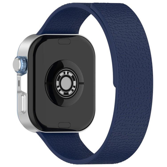 For Huawei Watch Fit4 / Fit4 Pro / Fit3 Lychee Texture Soft Magnetic Silicone Watch Band(Dark Blue)