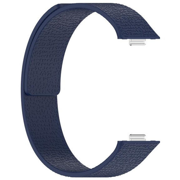 For Huawei Watch Fit4 / Fit4 Pro / Fit3 Lychee Texture Soft Magnetic Silicone Watch Band(Dark Blue)