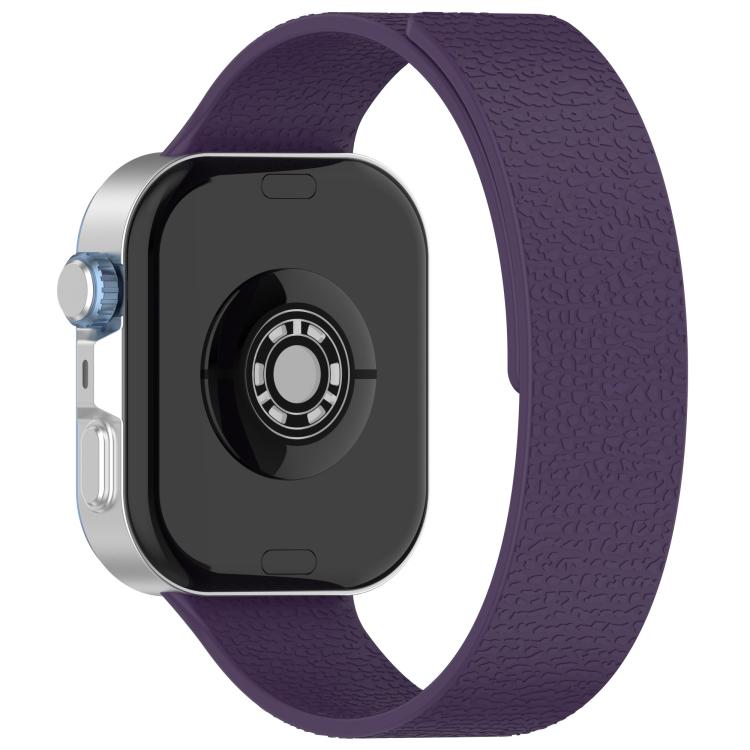 For Huawei Watch Fit4 / Fit4 Pro / Fit3 Lychee Texture Soft Magnetic Silicone Watch Band(Dark Purple)