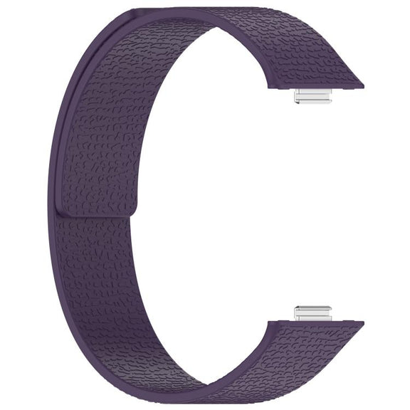 For Huawei Watch Fit4 / Fit4 Pro / Fit3 Lychee Texture Soft Magnetic Silicone Watch Band(Dark Purple)