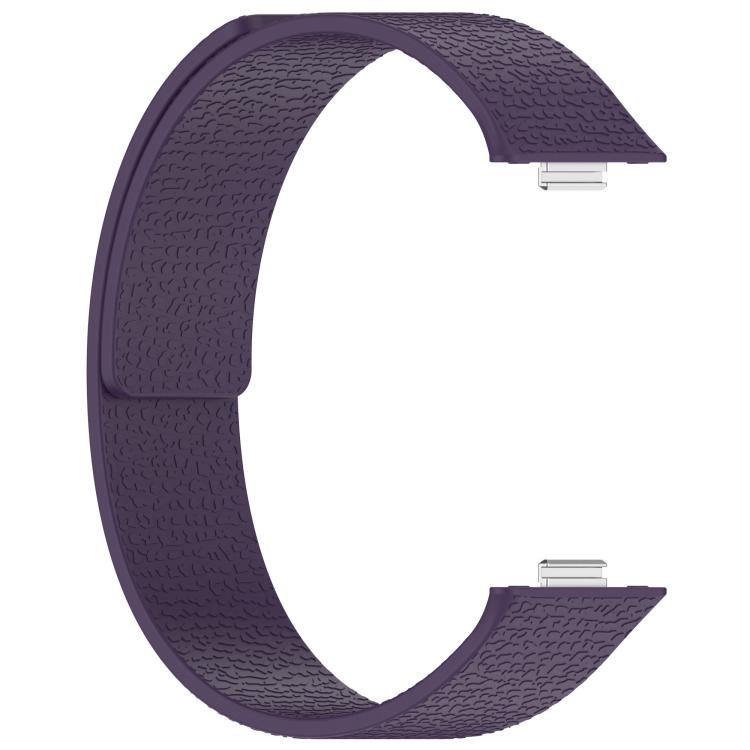 For Huawei Watch Fit4 / Fit4 Pro / Fit3 Lychee Texture Soft Magnetic Silicone Watch Band(Dark Purple)