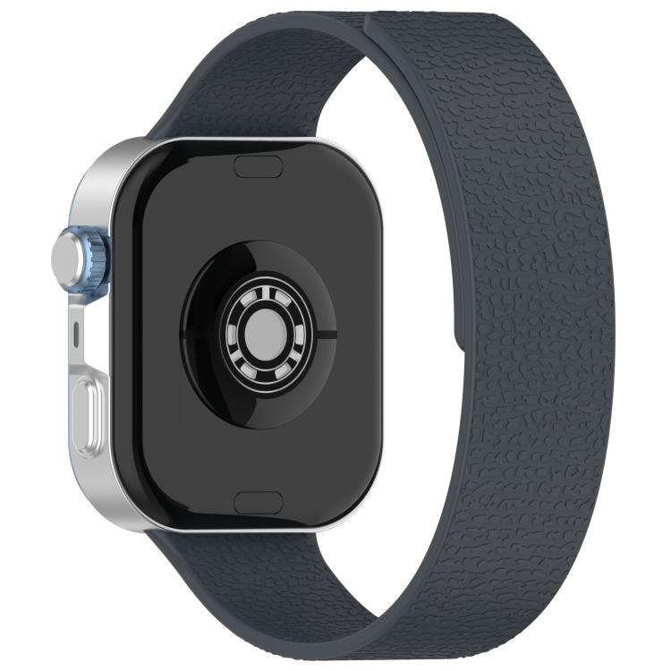 For Huawei Watch Fit4 / Fit4 Pro / Fit3 Lychee Texture Soft Magnetic Silicone Watch Band(Dark Gray)