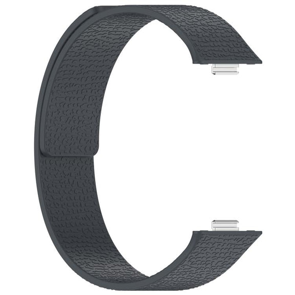 For Huawei Watch Fit4 / Fit4 Pro / Fit3 Lychee Texture Soft Magnetic Silicone Watch Band(Dark Gray)