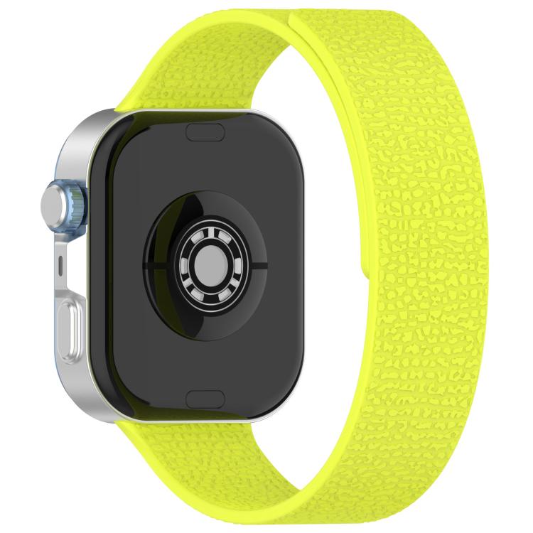 For Huawei Watch Fit4 / Fit4 Pro / Fit3 Lychee Texture Soft Magnetic Silicone Watch Band(Fluorescent Green)