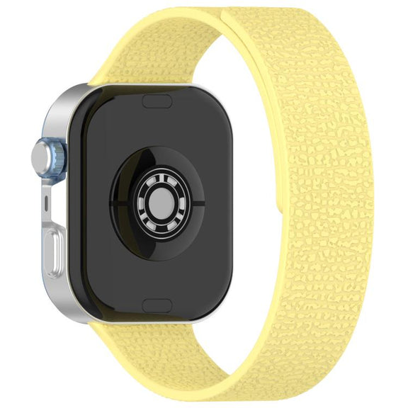 For Huawei Watch Fit4 / Fit4 Pro / Fit3 Lychee Texture Soft Magnetic Silicone Watch Band(Light Yellow)