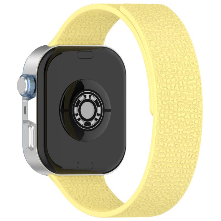 For Huawei Watch Fit4 / Fit4 Pro / Fit3 Lychee Texture Soft Magnetic Silicone Watch Band(Light Yellow)