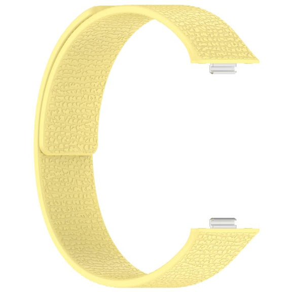 For Huawei Watch Fit4 / Fit4 Pro / Fit3 Lychee Texture Soft Magnetic Silicone Watch Band(Light Yellow)