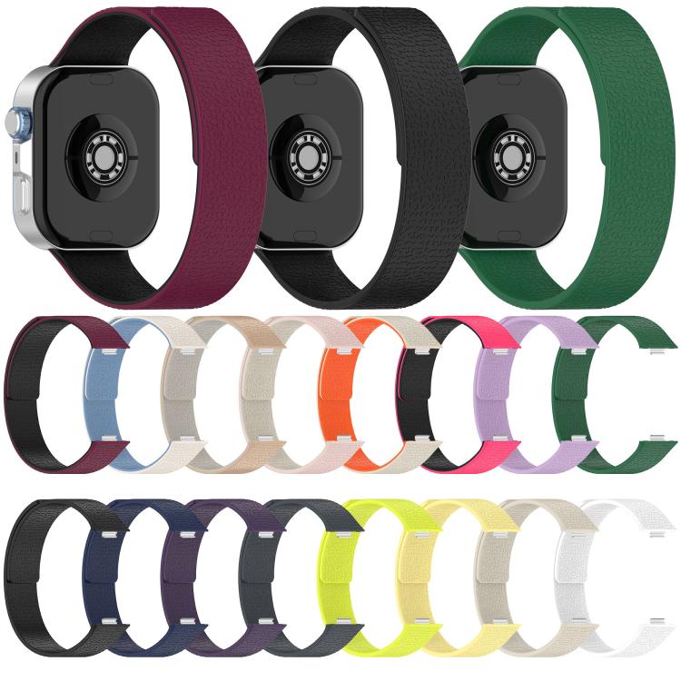For Huawei Watch Fit4 / Fit4 Pro / Fit3 Lychee Texture Soft Magnetic Silicone Watch Band(Green)
