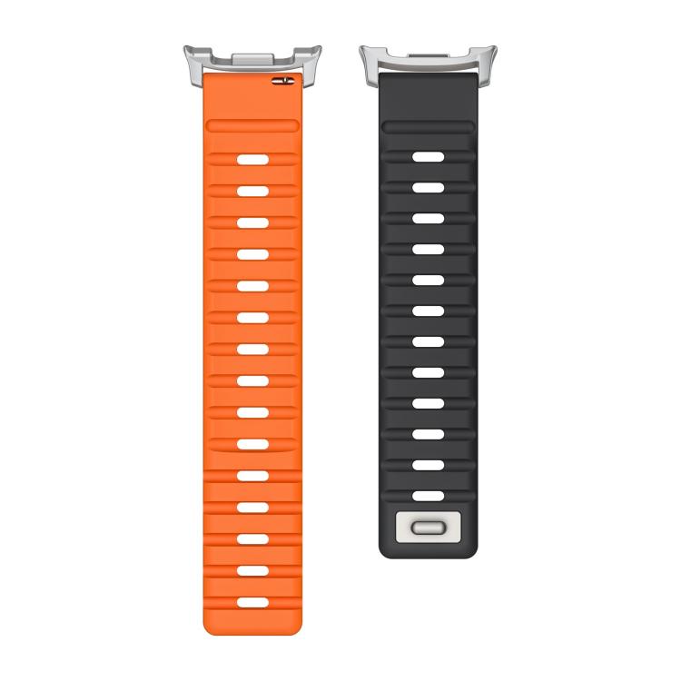 For Samsung Galaxy Watch8 / Watch8 Classic Norman Magnetic Silicone Watch Band(Black Orange)