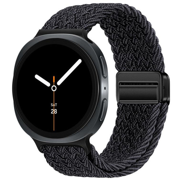 For Samsung Galaxy Watch8 / Watch8 Classic Loop Magnetic Buckle Braided Nylon Watch Band(Graphite Black)