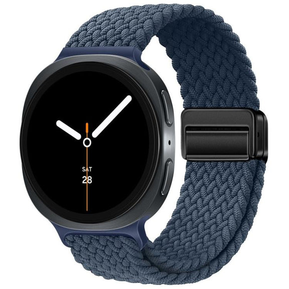 For Samsung Galaxy Watch8 / Watch8 Classic Loop Magnetic Buckle Braided Nylon Watch Band(Deep Blue)