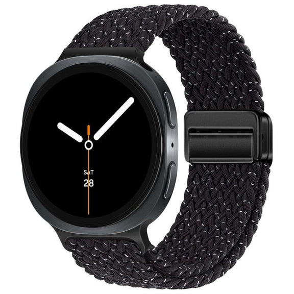 For Samsung Galaxy Watch8 / Watch8 Classic Loop Magnetic Buckle Braided Nylon Watch Band(Star Black)