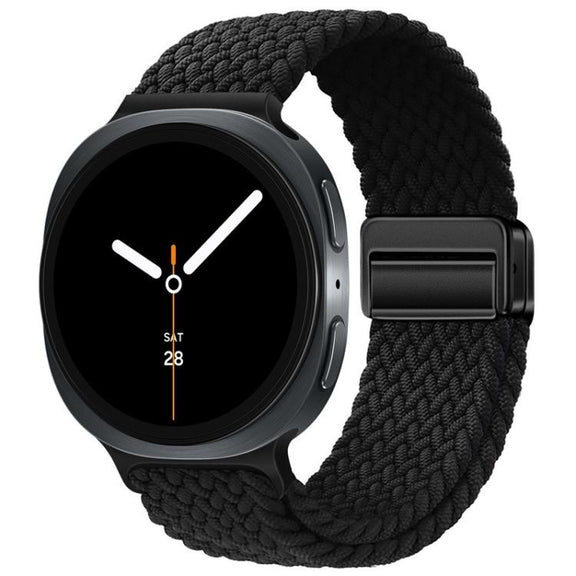 For Samsung Galaxy Watch8 / Watch8 Classic Loop Magnetic Buckle Braided Nylon Watch Band(Black)