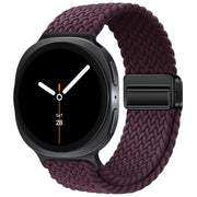 For Samsung Galaxy Watch8 / Watch8 Classic Loop Magnetic Buckle Braided Nylon Watch Band(Reddish Cherry)