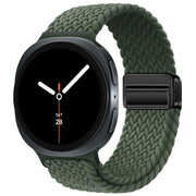 For Samsung Galaxy Watch8 / Watch8 Classic Loop Magnetic Buckle Braided Nylon Watch Band(Dark Olive Green)