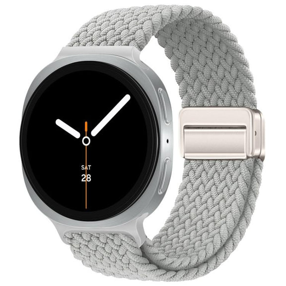 For Samsung Galaxy Watch8 / Watch8 Classic Loop Magnetic Buckle Braided Nylon Watch Band(Pearl White)