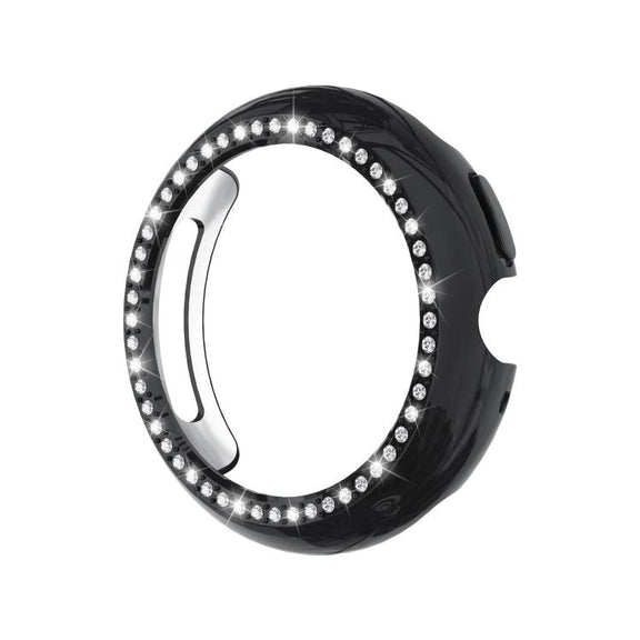For Google Pixel Watch4 41mm Single Row Diamond Hollow PC Watch Protective Cover(Black)