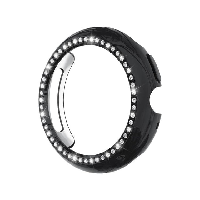 For Google Pixel Watch4 41mm Single Row Diamond Hollow PC Watch Protective Cover(Black)