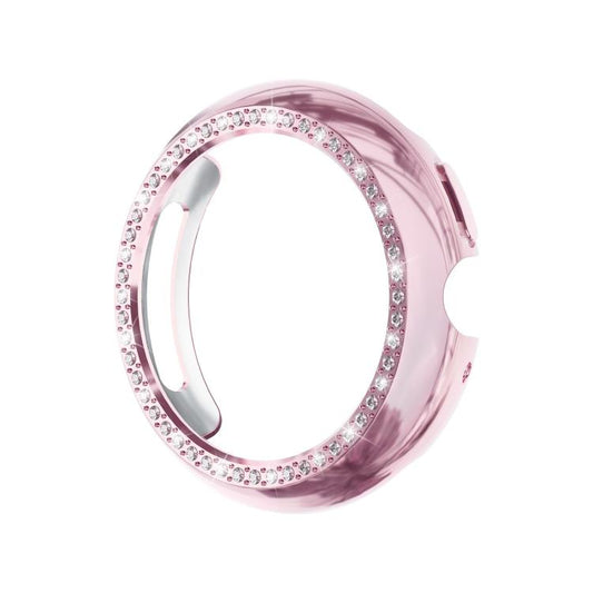 For Google Pixel Watch4 41mm Single Row Diamond Hollow PC Watch Protective Cover(Pink) - free shipping - PMC Jewellery - Order now!
