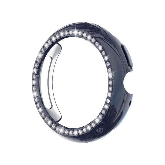 For Google Pixel Watch4 45mm Single Row Diamond Hollow PC Watch Protective Cover(Midnight Blue)