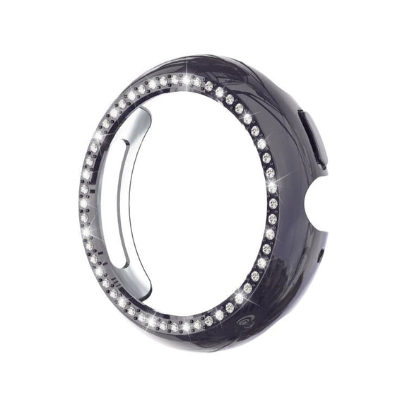 For Google Pixel Watch4 45mm Single Row Diamond Hollow PC Watch Protective Cover(Gun Metal)
