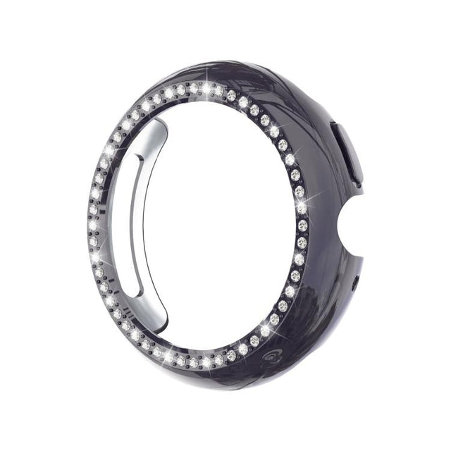 For Google Pixel Watch4 45mm Single Row Diamond Hollow PC Watch Protective Cover(Gun Metal)