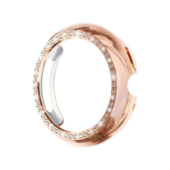 For Google Pixel Watch4 45mm Single Row Diamond Hollow PC Watch Protective Cover(Rose Gold)