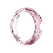 For Google Pixel Watch4 45mm Single Row Diamond Hollow PC Watch Protective Cover(Pink)