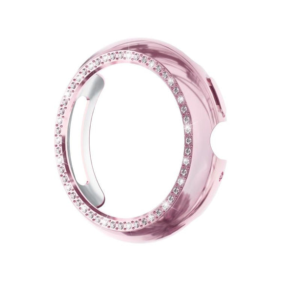 For Google Pixel Watch4 45mm Single Row Diamond Hollow PC Watch Protective Cover(Pink)