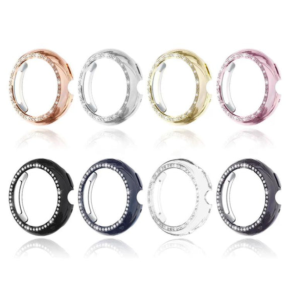 For Google Pixel Watch4 41mm Single Row Diamond Hollow PC Watch Protective Cover(Gun Metal)