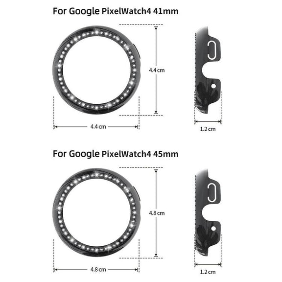 For Google Pixel Watch4 45mm Single Row Diamond Hollow PC Watch Protective Cover(Gun Metal)