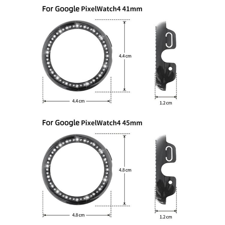For Google Pixel Watch4 41mm Single Row Diamond Hollow PC Watch Protective Cover(Midnight Blue)