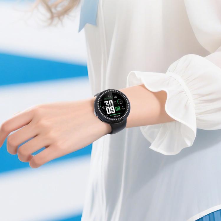 For Google Pixel Watch4 45mm Single Row Diamond Hollow PC Watch Protective Cover(Gun Metal)