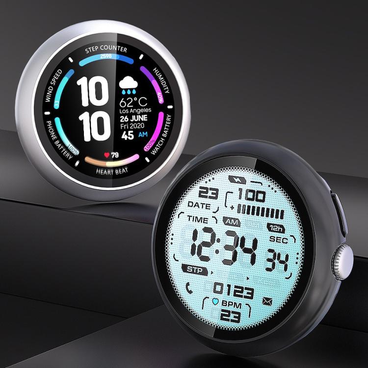 For Google Pixel Watch4 45mm Tempered Film Integrated PC Watch Protective Cover(Silver) - free shipping - PMC Jewellery - Order now!