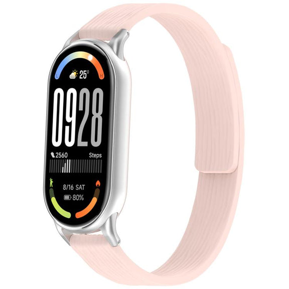 12mm Striped Soft Magnetic Silicone Watch Band(Pink)