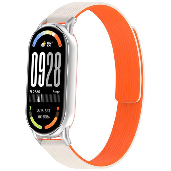 12mm Striped Soft Magnetic Silicone Watch Band(Starlight Orange)